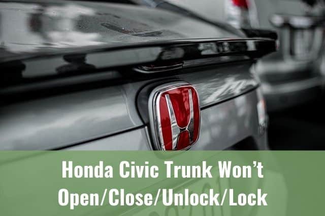 Close up of Honda emblem on car trunk