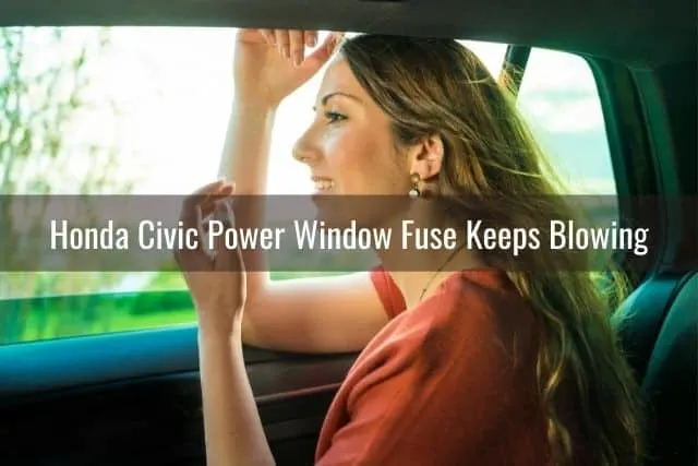 Car window open girl sitting with arm out