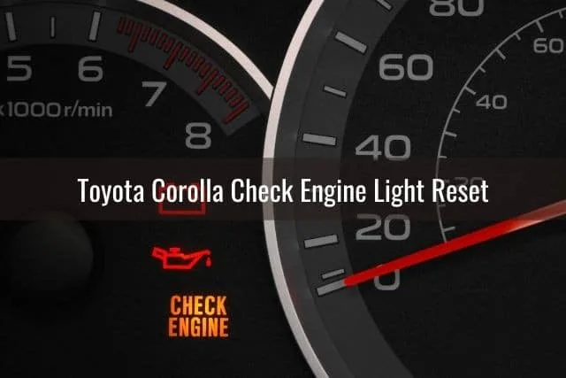 Car dashboard check engine indicator light on