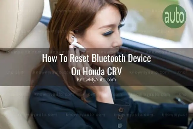 Female driver with Bluetooth headset