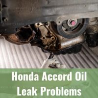 Car engine oil leak draining