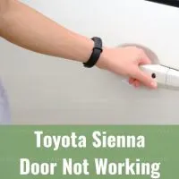 Hand pulling white car door handle