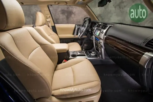 Leather front seats of a car
