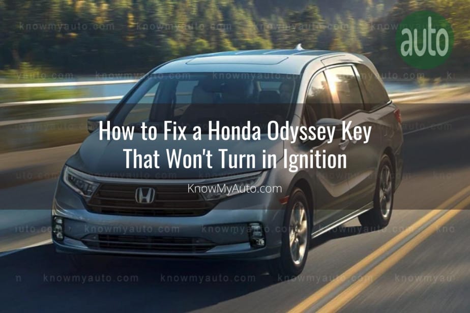 Honda Odyssey driving through highway in mountain forest