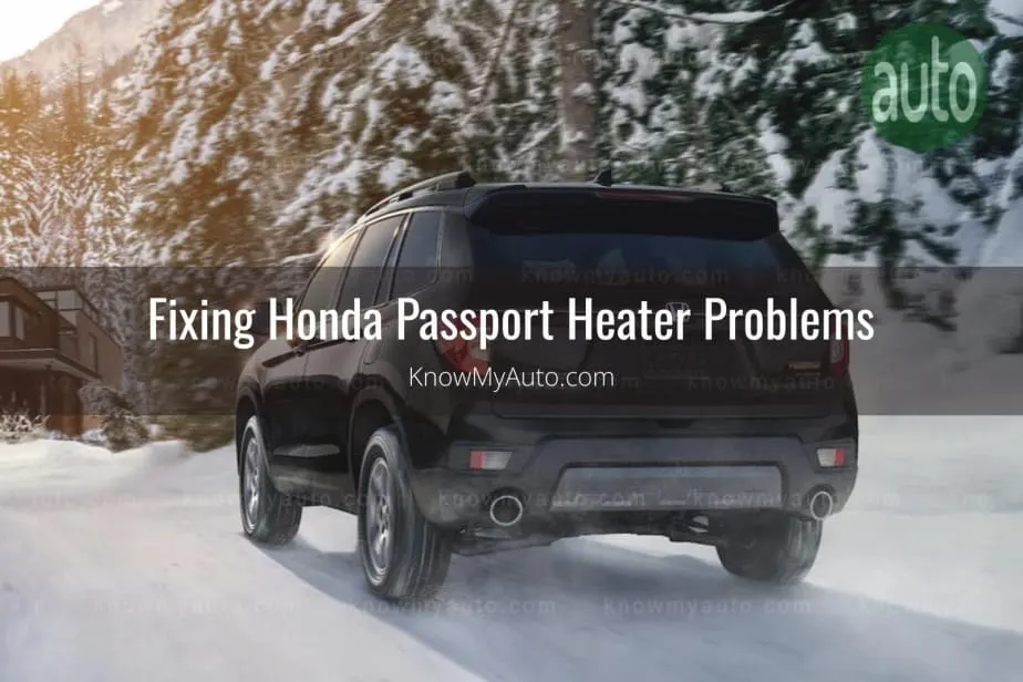 Black Honda Passport driving through snow